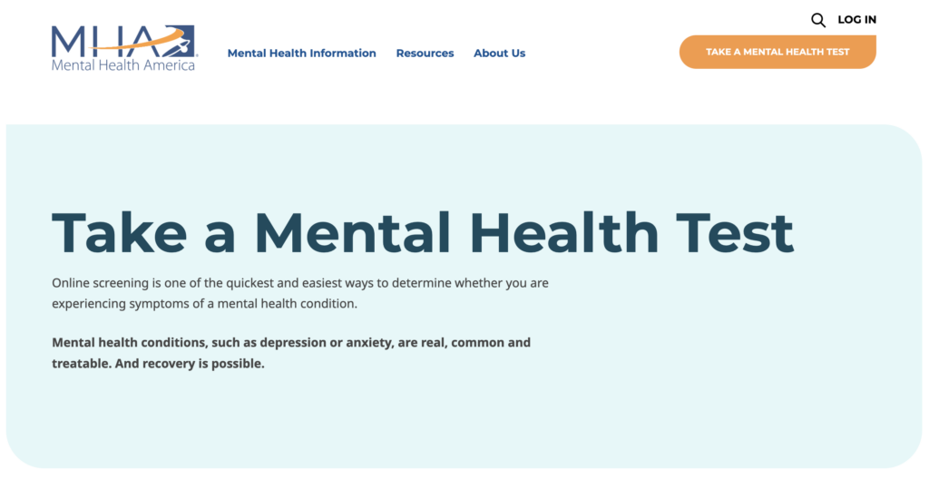 心理健康测试网站截图